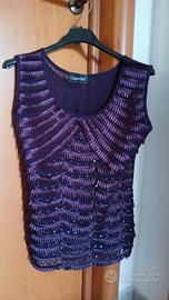 canotta stile vintage con piccole balze in seta