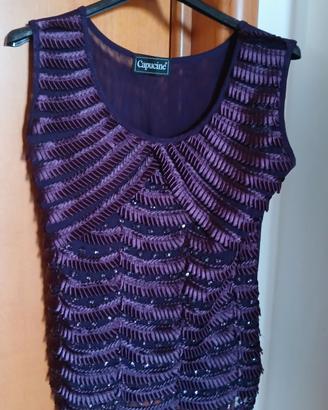 canotta stile vintage con piccole balze in seta