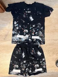Completo set estivo Off White con schizzi