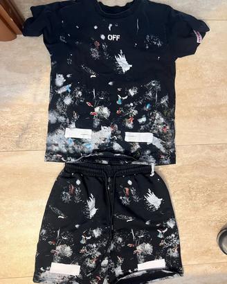 Completo set estivo Off White con schizzi