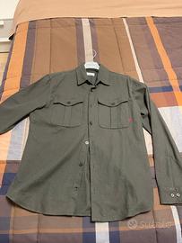 Camicia verde militare in cotone maniche lunghe