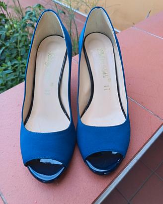 scarpe donna eleganti n 37 blu