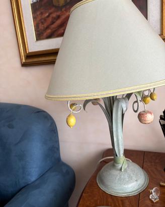 Lampada da tavola ferro battuto fiori
