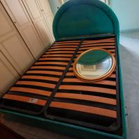 Letto Matrimoniale Contenitore in Velluto Verde Ti