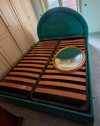 Letto Matrimoniale Contenitore in Velluto Verde Ti