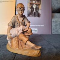 Pastore presepe legno dipinto a mano 