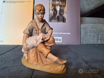 Pastore presepe legno dipinto a mano 