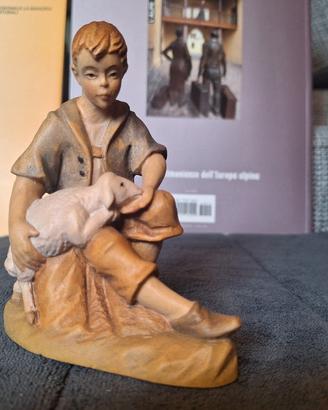 Pastore presepe legno dipinto a mano 