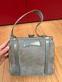 Borsa vintage anni ‘50 in pelle grogia scamosciata