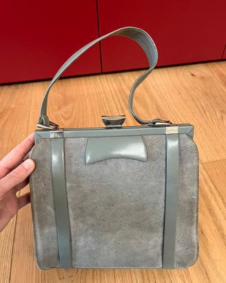 Borsa vintage anni ‘50 in pelle grogia scamosciata