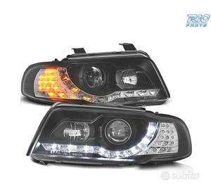 FARI AUDI A4 B5 99-01 LUCE DIURNA A LED FONDO NERO