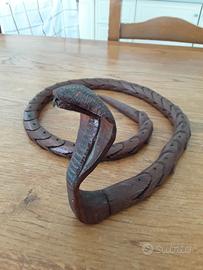 scultura legno cobra snodato vintage originale 