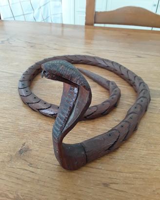 scultura legno cobra snodato vintage originale 