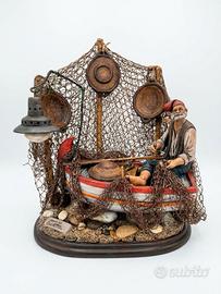 Scultura Vintage in Terracotta il Pescatore