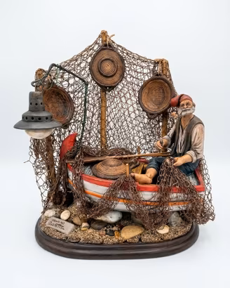 Scultura Vintage in Terracotta il Pescatore