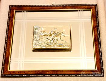 Quadro con placca argentata su specchio – cavalli 