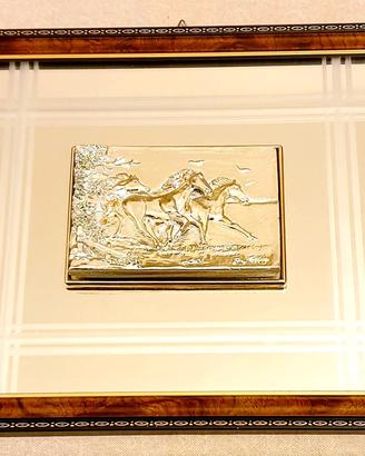 Quadro con placca argentata su specchio – cavalli 