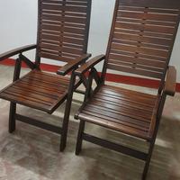 2 Sedie legno massello con braccioli