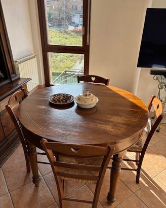 Tavolo rotondo stile legno noce massello