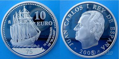 SPAGNA 10 EURO ARGENTO NAVE VELIERO STORIA