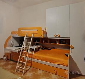 Cameretta bambini a ponte con scrivania