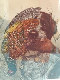 stampa litografica con soggetto di caccia