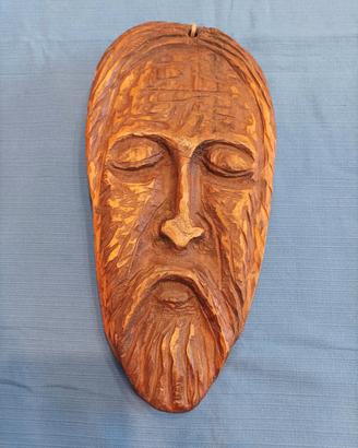 Volto di Cristo in legno intagliato a mano 34 cm