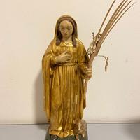 Statua di Santa Agnese in legno dorata fine  ‘800
