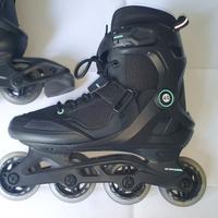 ROLLER OXELO fitness adulto FIT100 nero-verde N.40