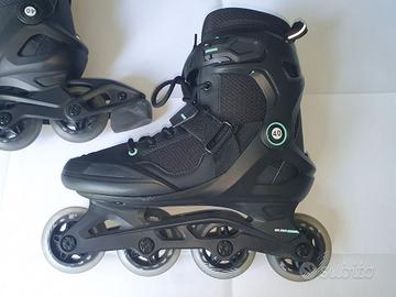 ROLLER OXELO fitness adulto FIT100 nero-verde N.40