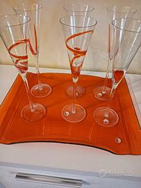 Servizio da 6 cocktail con vassoio cristallo