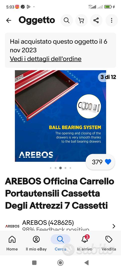 AREBOS Carrello Porta Attrezzi Cassettiera Portautensili Cassetti da  Officina