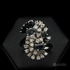 ANELLO GRAPPOLO ORO BIANCO 18 KT BRILLANTI 0.72 CT