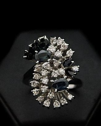 ANELLO GRAPPOLO ORO BIANCO 18 KT BRILLANTI 0.72 CT