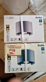 Coppia di applique da esterno in metallo grigio