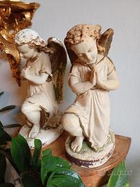 coppia angeli in gesso 