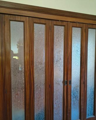 Porta a pacchetto in legno e vetro decorato 6 ante