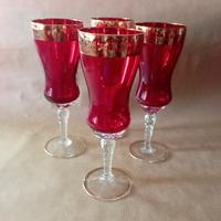 4 FLAUTI in vetro di MURANO ROSSO RUBINO+ORO