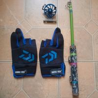 Canna Mulinello Guanti Daiwa Nuovi da pesca