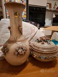 Vaso e portaoggetti in ceramica Capodimonte