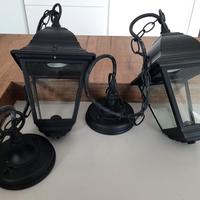 Coppia lanterne in alluminio e vetro per esterno