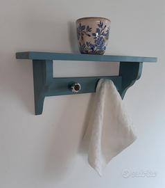 Appendiabiti con mensola fatto a mano in legno