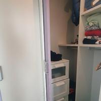  Armadio angolare con cabina  bianco,lilla e beige