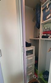  Armadio angolare con cabina  bianco,lilla e beige