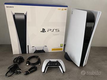 PS5 con lettore disco e controller (con scatola).