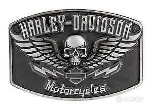 Fibbia harley davidson skull nera cintura belt buc