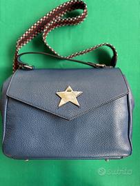 Borsa in pelle blu Manurina