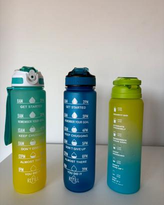 3 Borracce Motivazionali Sport/Fitness 1L Nuove