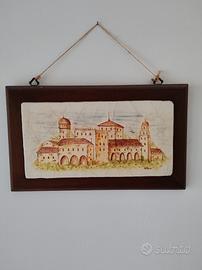 quadro in ceramica e legno 