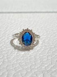 Anello Margherita blu in argento 